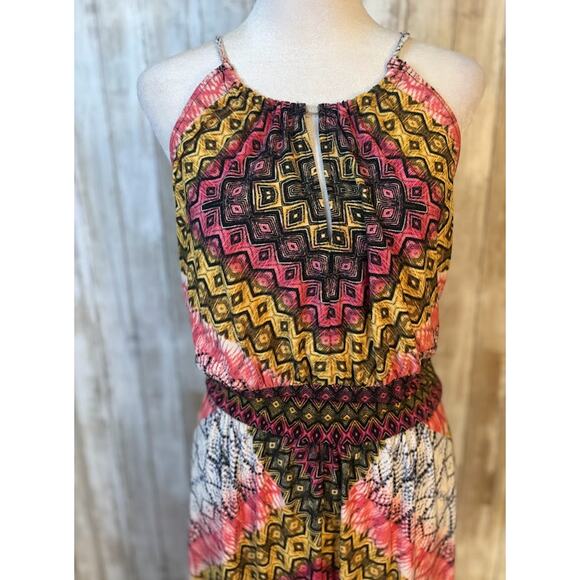 London Times Halter Neck Abstract Print Maxi Dress Size 12 - Picture 2 of 5